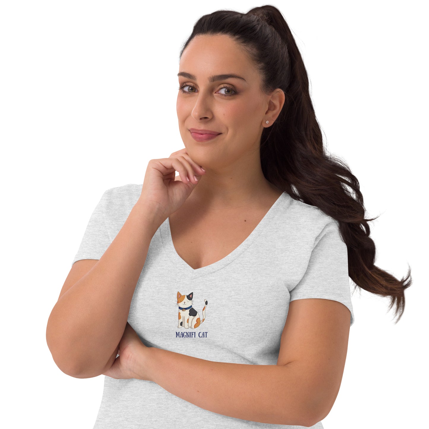 Magnifi Cat Women's V-neck T-Shirt