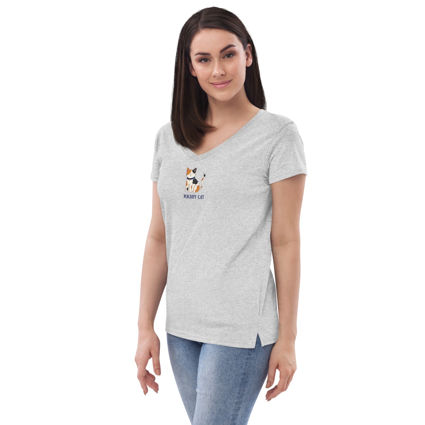 Magnifi Cat Women's V-neck T-Shirt